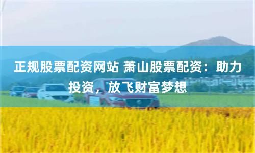 正规股票配资网站 萧山股票配资：助力投资，放飞财富梦想